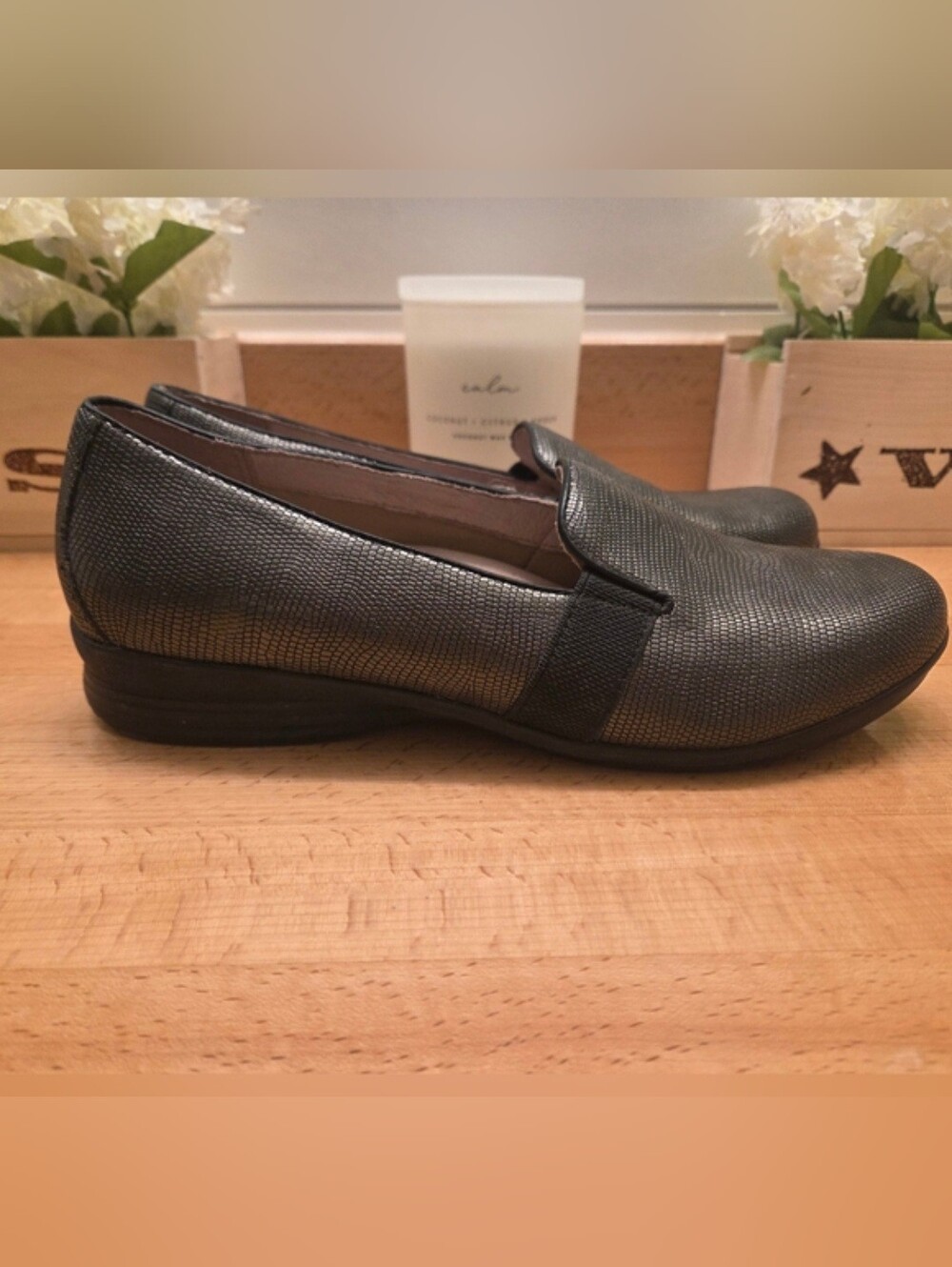 Dansko Addy Metallic Lizard Slip On Loafer Comfort Shoes Womens EU 41